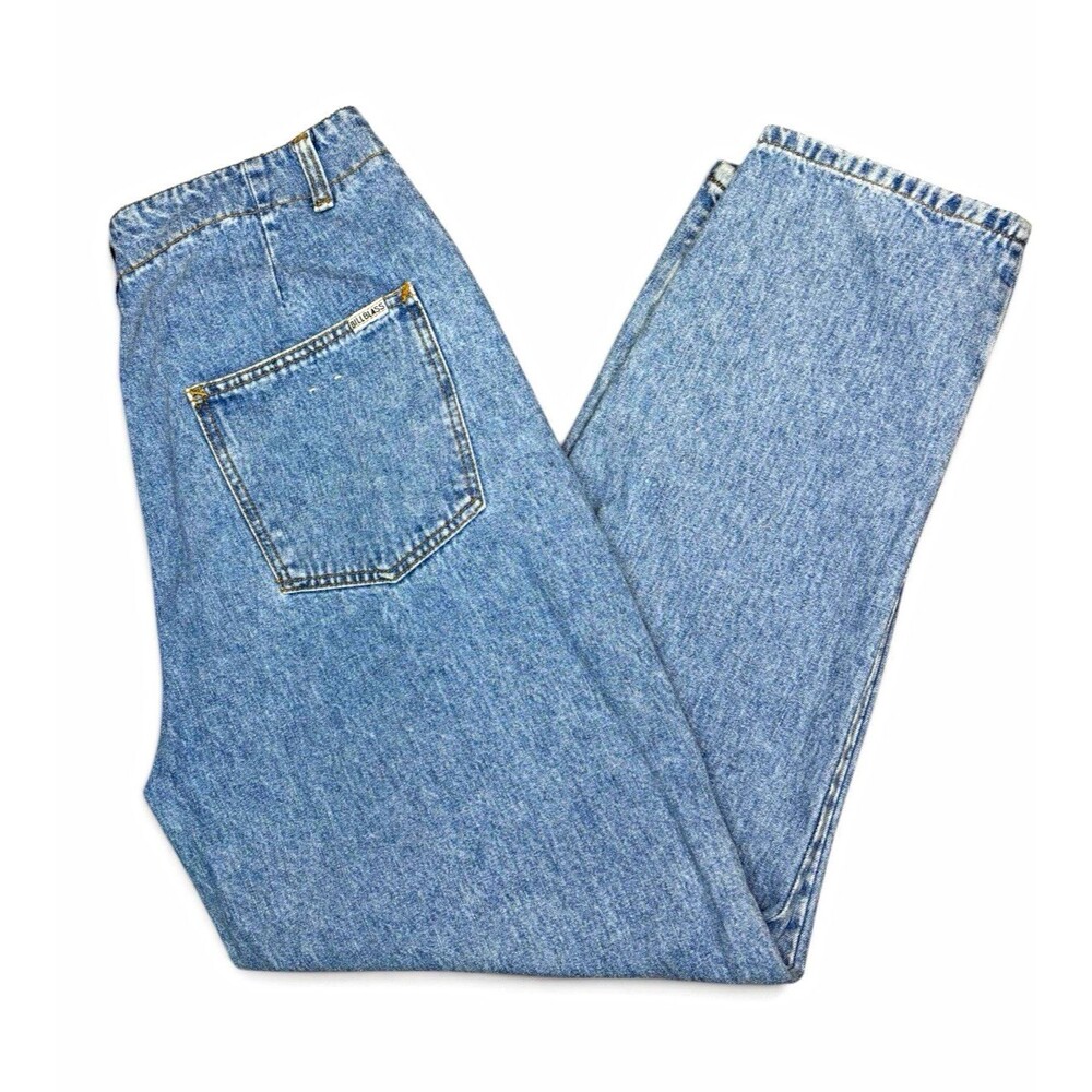 Vintage 80s 90s Bill Blass Pleated Mom Jeans High Waisted Tapered Light Wash 14
